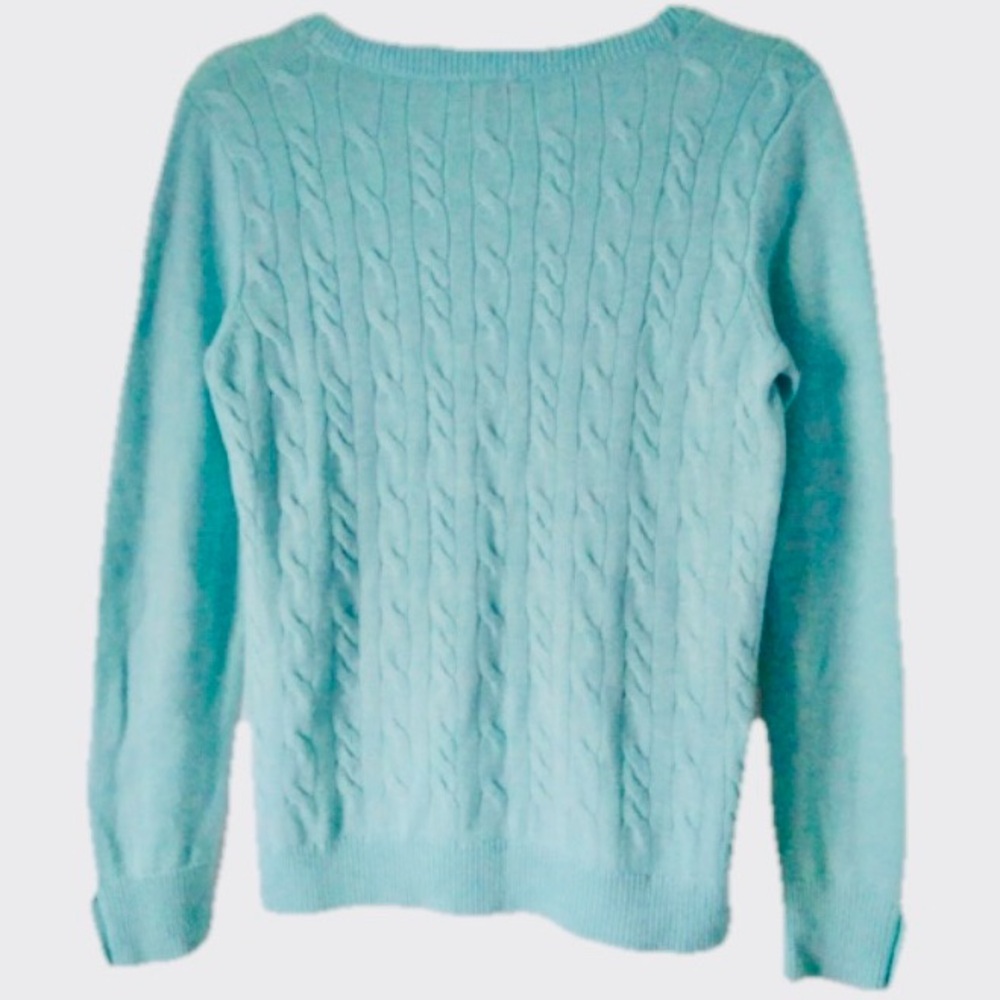 Talbots mint green cable-knit sweater Lambswool Blend XL - Picture 3 of 9